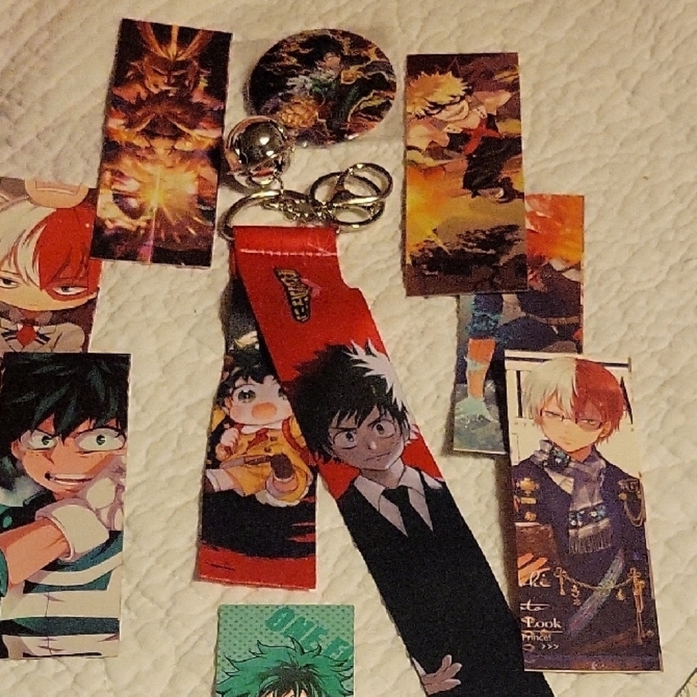Anime Character Keychain, Pin , and Bookmark Set